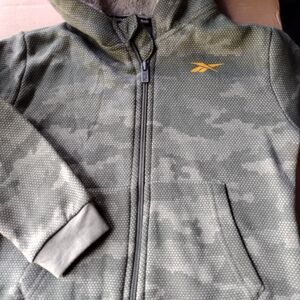 Reebok Olive Green Camo Zip Hoodie with Yellow Logo